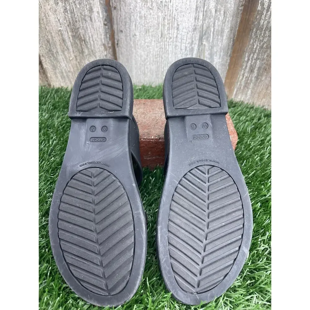 Crocs Tulum Strappy Sandals Black Matlite Women's 5